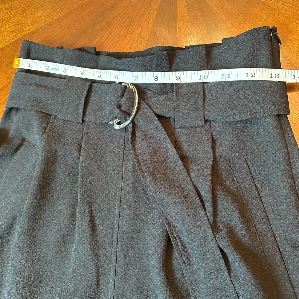 GANNI High-Waisted Wide-Leg Pants Paperbag Waist Black - Picture 3 of 13